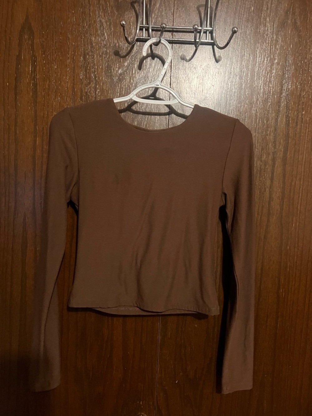Pink Republic Brown Long Sleeve Scoop Neck Top